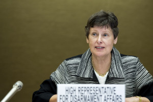 Angela Kane, addressing the Open Ended Working Group on Taking Forward Multilateral Nuclear Disarmament Negotiations. 27 June 2013. Photo by Jean-Marc Ferr