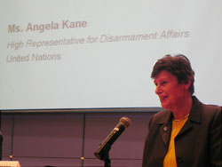Angela Kane speaking at a Middle Powers Initiative event in New York, October 10, 2012. 